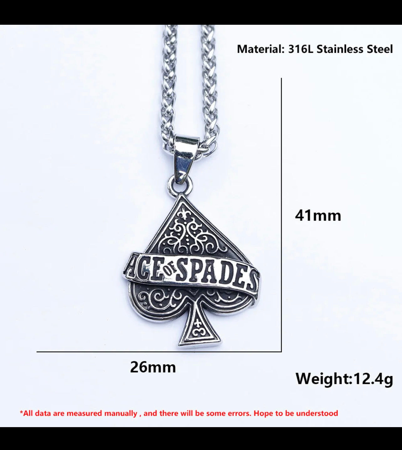 2022 NEW Men's 316L stainless-steel Poker A letter Pendant Necklace fashion punk Jewelry Gift free shipping