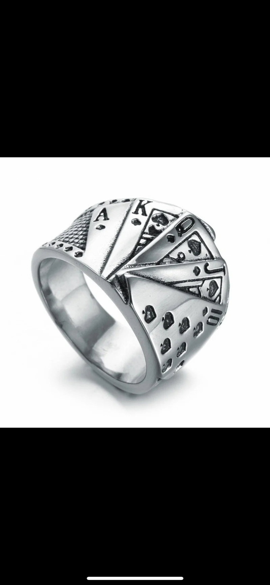 Vintage Poker Rings for Men Personality Silver Color Finger Rings Fashion Party Jewelry